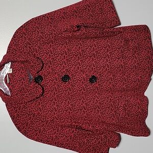 Kim Rogers Red and Black Leopard Print Jacket - Size 1X